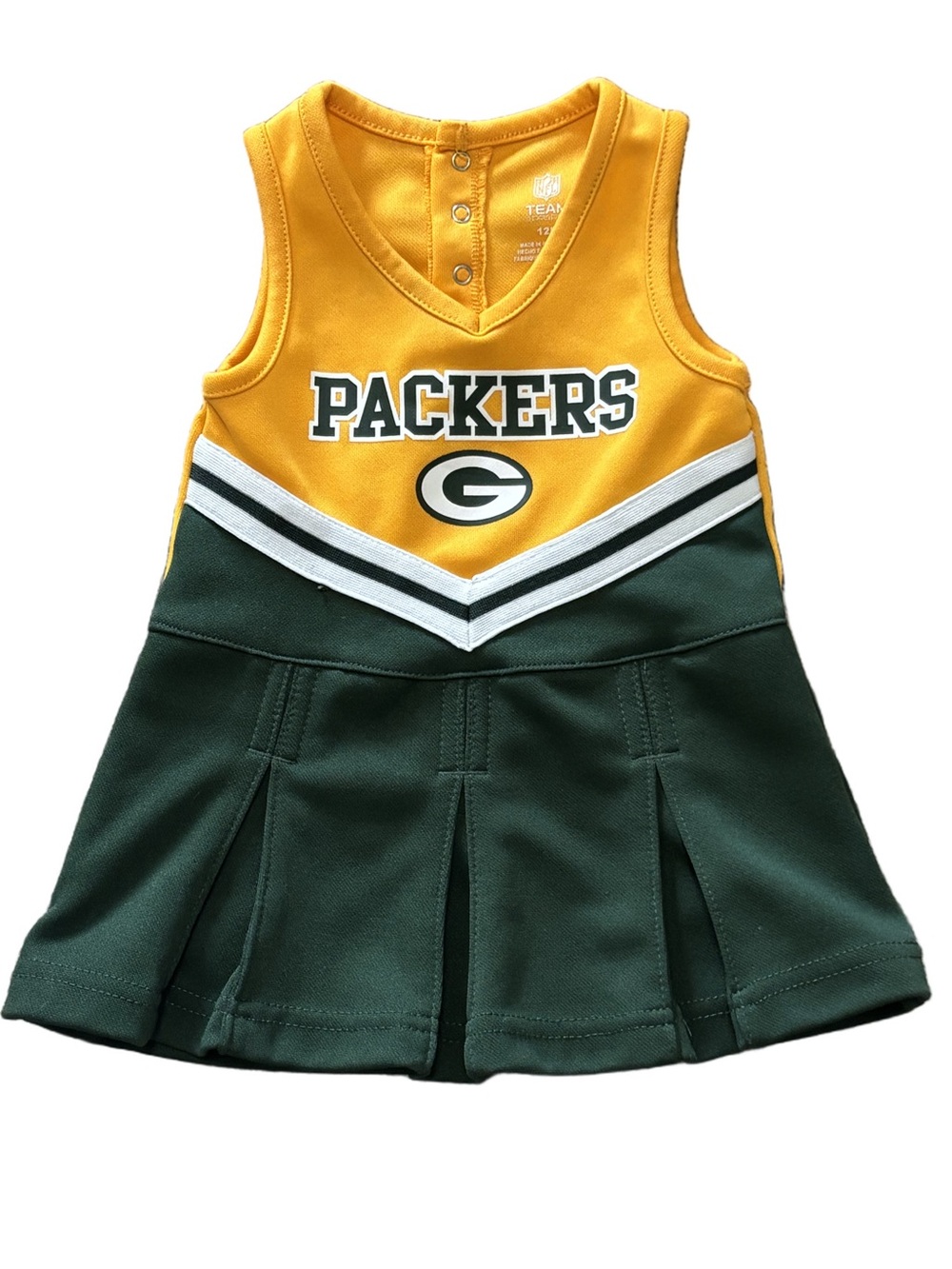 Green Bay Packers Cheerleader Dress Toddler Girls NFL Team Apparel Size 12M